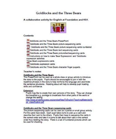 Goldilocks and the Three Bears PDF