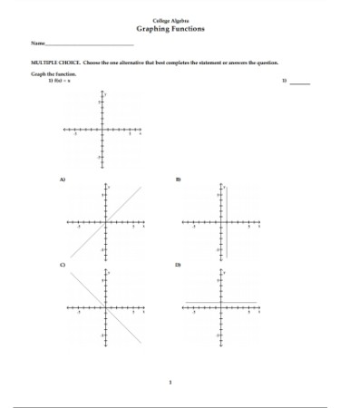 Graphing Functions Worksheet PDF