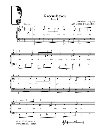 Greensleeves Piano Sheet Music PDF