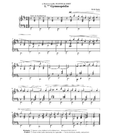 🙅 Gymnopedie No 1 Sheet Music PDF - Free Download (PRINTABLE)