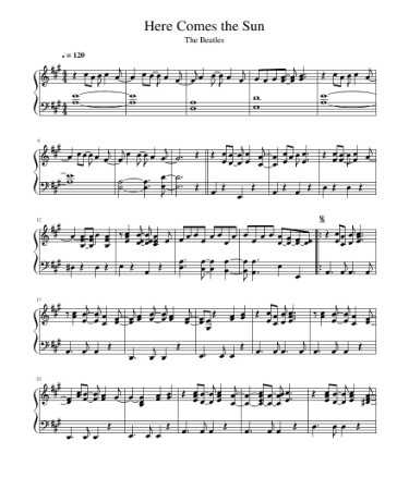 Here Comes The Sun Sheet Music PDF