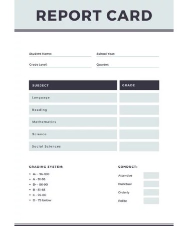 Homeschool Report Card Template PDF