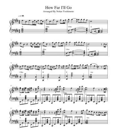 How Far I'Ll Go Piano Sheet Music PDF