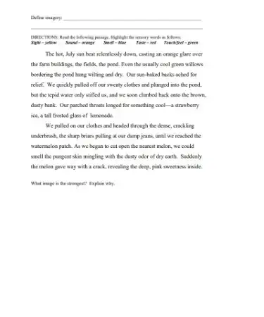 imagery worksheet pdf scouting web