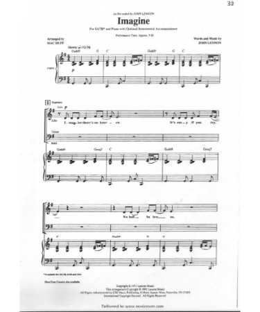 Imagine Piano Sheet Music PDF