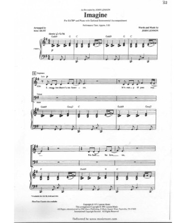 Imagine Sheet Music PDF