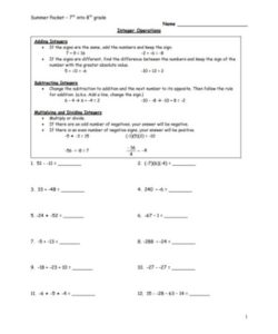 Integer Operations Worksheet PDF - Free Download (PRINTABLE)