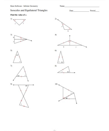 isosceles and equilateral triangles practice worksheet answers