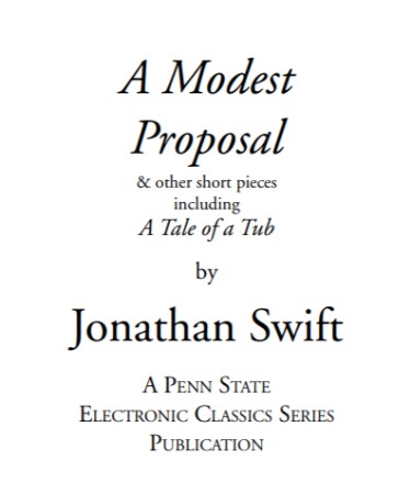 Jonathan Swift A Modest Proposal PDF