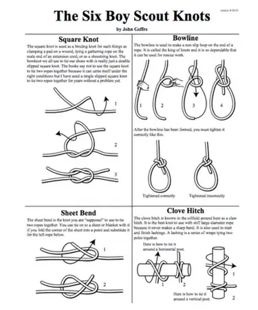 girl scout knots chart