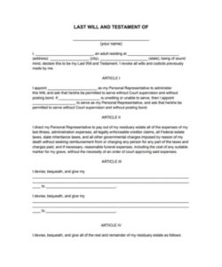 🆓 Last Will And Testament Free Template PDF - (PRINTABLE)