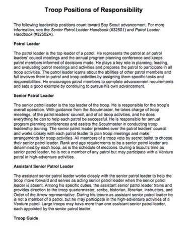 Boy Scout Leadership Positions