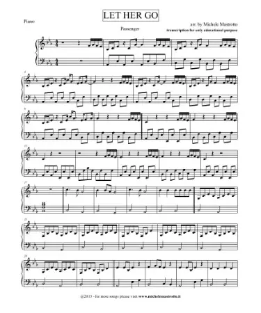 Let Her Go Piano Sheet Music PDF