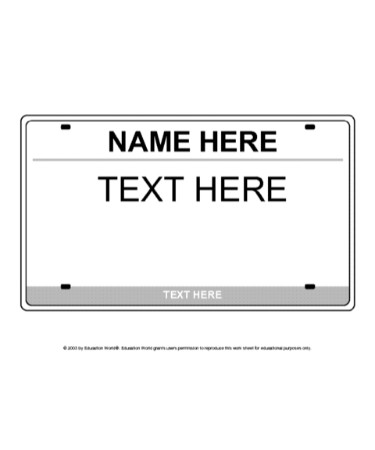 free printable license plate template