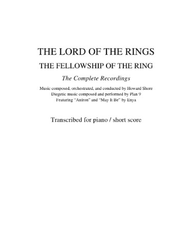 Lord Of The Rings Piano Sheet Music PDF