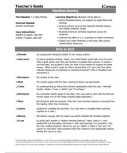 Manifest Destiny Worksheet PDF – Scouting Web