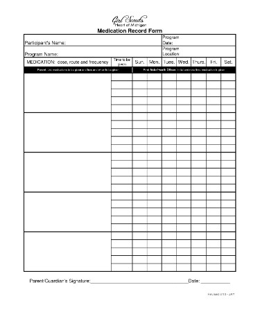 Medication Administration Record Template PDF