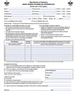 📛 Merit Badge Counselor Form - (PRINTABLE PDF FORM)