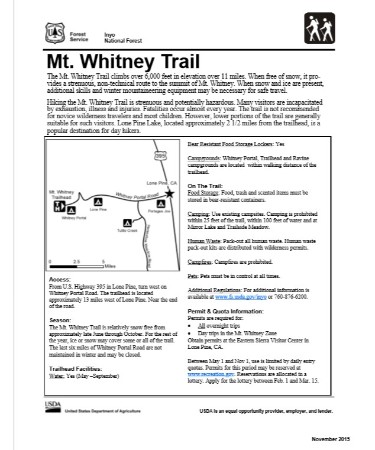 Mt Whitney Trail Map PDF