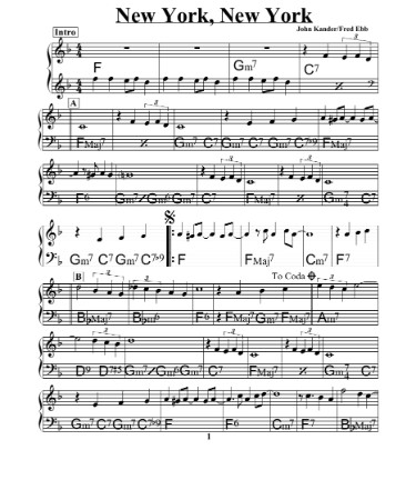 New York New York Sheet Music PDF