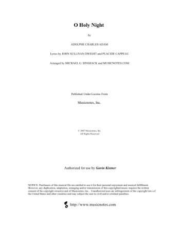 O Holy Night Piano Sheet Music PDF