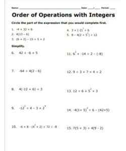 Operations With Integers Worksheet PDF - Free Download (PRINTABLE)