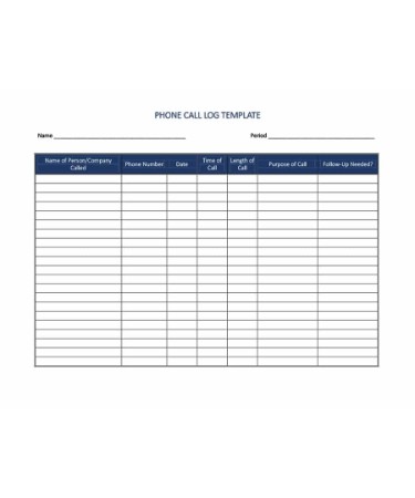 Phone Call Log Template PDF