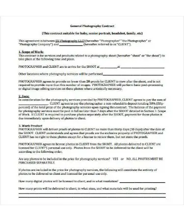 Photography Contract Template PDF
