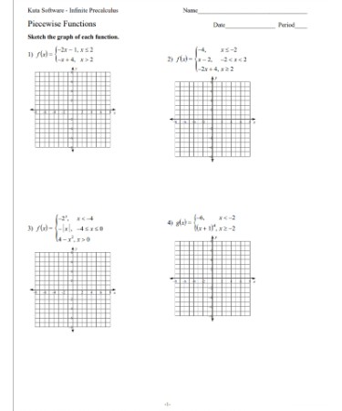 Piecewise Functions Worksheet PDF