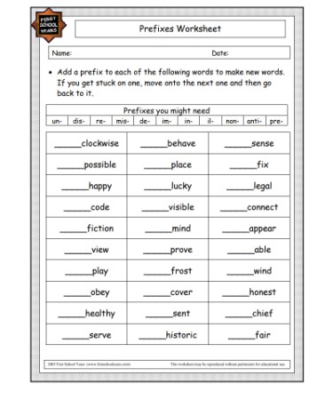 Prefixes Worksheet PDF - Free Download (PRINTABLE)
