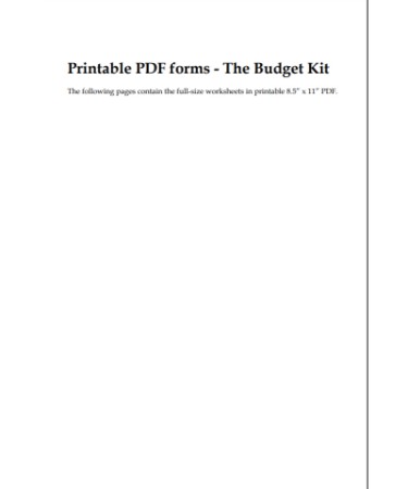 Printable Budget Worksheet PDF