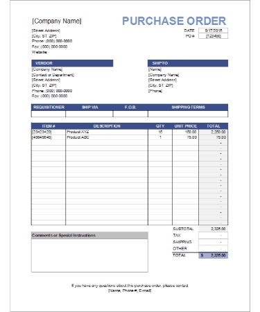 Purchase Order Template PDF