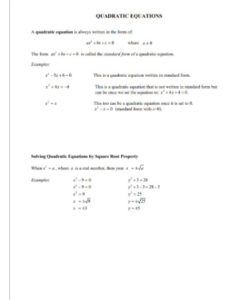 Quadratic Equation Worksheet PDF - Free Download (PRINTABLE)