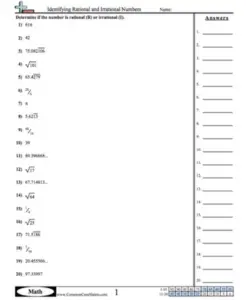 🔢 Rational And Irrational Numbers Worksheet PDF - (PRINTABLE)