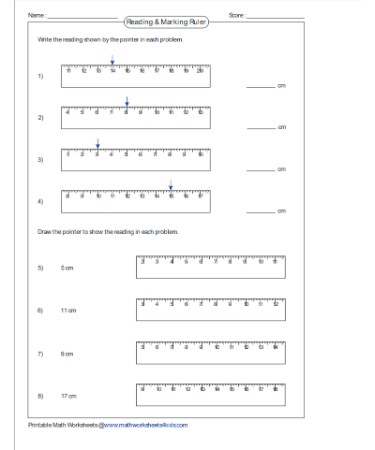Reading A Ruler Worksheet PDF