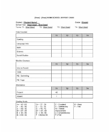 Report Card Template PDF