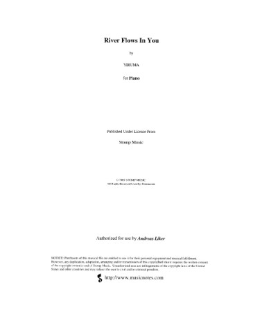 River Flows In You Piano Sheet Music PDF