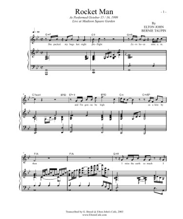 Rocket Man Sheet Music PDF