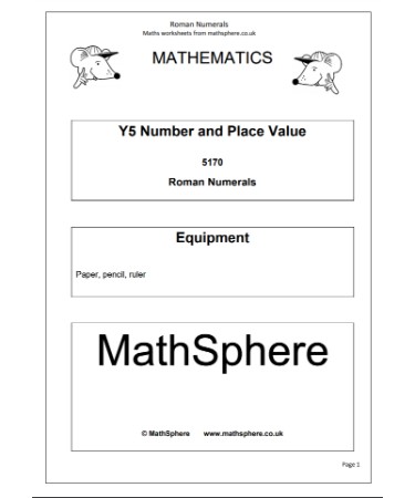Roman Numerals Worksheet PDF