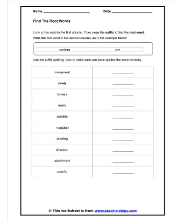 Root Words Worksheet PDF