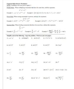 Rules Of Exponents Worksheet PDF - Free Download (PRINTABLE)