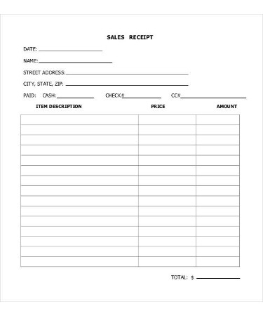 Sales Receipt Template PDF