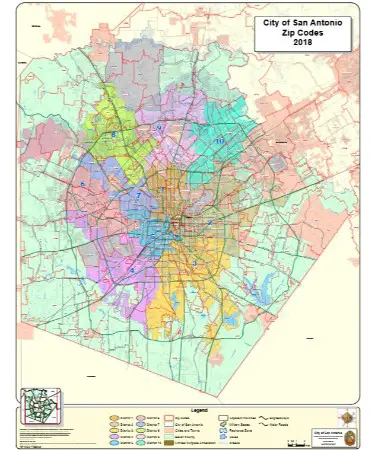 San Antonio Bexar County Zip Code Map