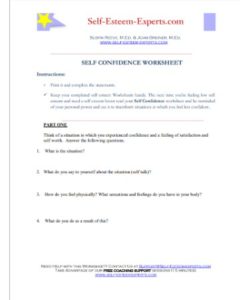 Self Esteem Worksheet PDF - Free Download (PRINTABLE)