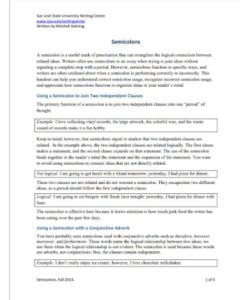 Semicolon Worksheet PDF - Free Download (PRINTABLE)