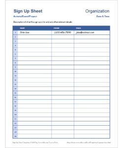🛑 Sign Up Sheet Template PDF Free Download (PRINTABLE)