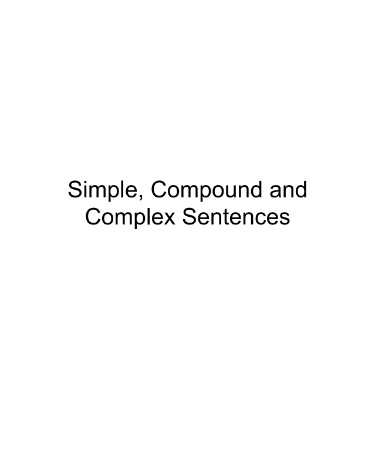 Simple Compound And Complex Sentences Worksheet PDF