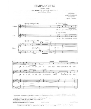 Simple Gifts Sheet Music PDF