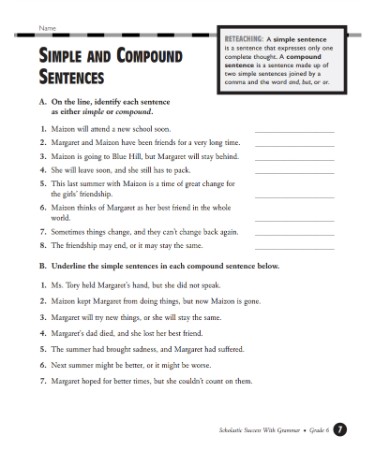 Simple Sentences Worksheet PDF