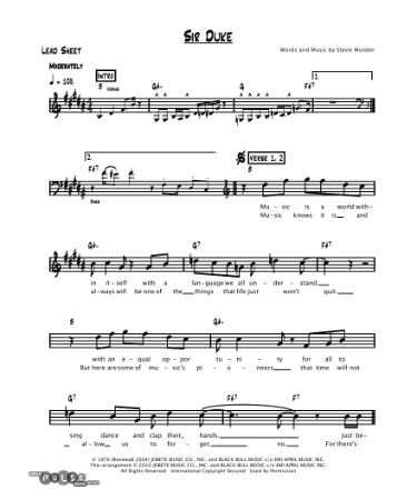 Sir Duke Sheet Music PDF